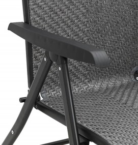 2 db szürke polyrattan összecsukható kerti szék