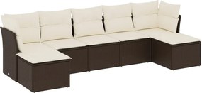 vidaXL 7 részes barna polyrattan kerti ülőgarnitúra párnákkal