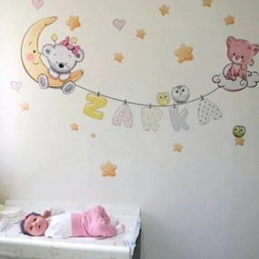 INSPIO Gyerekszoba falmatrica - Névre szóló állatkás falmatrica lányoknak