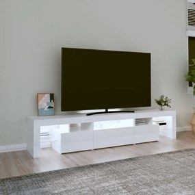 magasfényű fehér TV-szekrény LED lámpákkal 200x36,5x40 cm