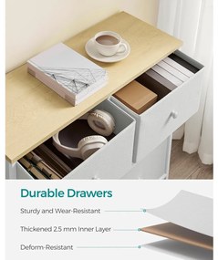 Tároló szekrény hat fiókkal, ruhás szekrény, fehér és tölgy 80x30x85cm