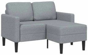 világosszürke anyagból 2 üléses kanapé L-alakú kanapéval 125 cm