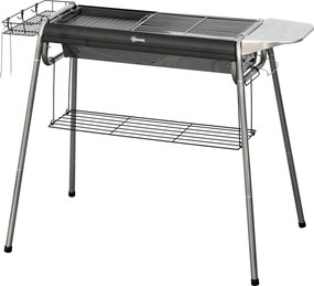Outsunny Kerti Szén Grillező Első Grilltálcával és Tárolópolccal, Hordozható, 96x61x72 cm, Fekete | Aosom