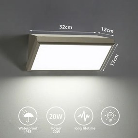 Brilagi - LED Kültéri fali lámpa TRIANGLE LED/20W/230V szürke IP65