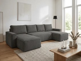 AKCIĂ sötĂ©tszĂŒrke U alakĂș ĂŒlĆgarnitĂșra SMART COSARO 295x140 cm II. minĆsĂ©g