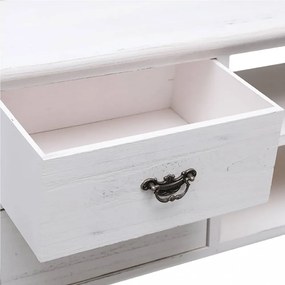 antik fehér tömör császárfa TV-szekrény 108 x 30 x 40 cm