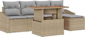 vidaXL Kert étkező szett párnával 6 pcs Barna és szürke