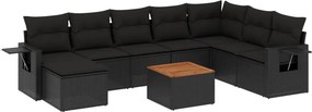 vidaXL 9 részes fekete polyrattan kerti ülőgarnitúra párnákkal