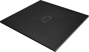 Mexen Hugo, négyzet alakú zuhanytálca SMC 100 x 100 cm, fekete, fekete huzat, 42701010-B