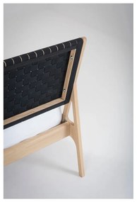 Fekete-natúr színű tölgyfa franciaágy 180x200 cm Fawn – Gazzda