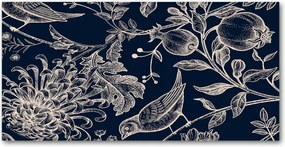 Konyhai panel Virágok és madarak 100x50 cm Ragasztó