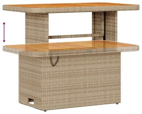 10 részes kerti kanapé szett párnákkal bézs poly rattan akác