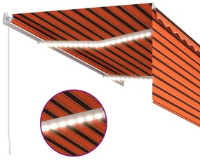 narancs és barna kézzel kihúzható napellenző redőnnyel 3,5x2,5m