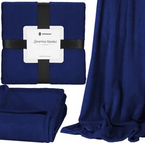 Vastag Takaró 200x220 Puha Ágytakaró Pléd Sima Delux Sötétkék Bolyhos XXL