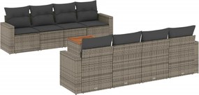 vidaXL 9 részes szürke polyrattan kerti ülőgarnitúra párnákkal