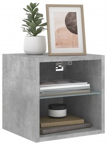 betonszürke fali TV-szekrény LED-világítással 30 x 28,5 x 30 cm
