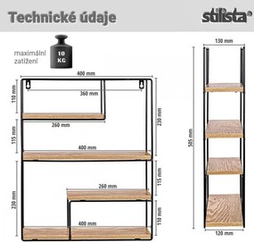 Fali polc Stilista Sötét fa 40 x 49,5 x 11,5 cm