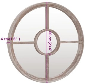 homokszínű kerek vas tükör beltéri használatra 60 x 4 cm