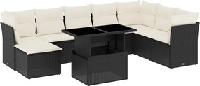 vidaXL 9 részes fekete polyrattan kerti ülőgarnitúra párnákkal