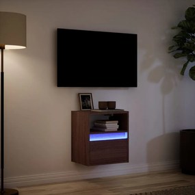 barna tölgyszínű fali TV-szekrény LED-del 41 x 31 x 45 cm