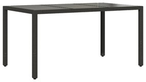 vidaXL 7 részes fekete polyrattan/üveg kerti étkezőgarnitúra párnával