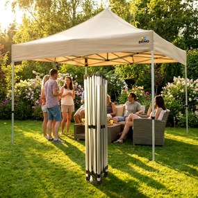 Összecsukható Kerti Pavilon 3x3 m | Prémium UV/PVC Védelem | Masszív BRIMO Vázszerkezet | Gyors Összeszerelés Szerszám Nélkül - falak nélkül - Narancs