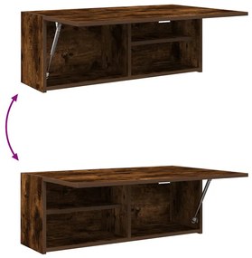 füstös tölgyszínű szerelt fa fali fürdőszobaszekrény 80x25x30cm