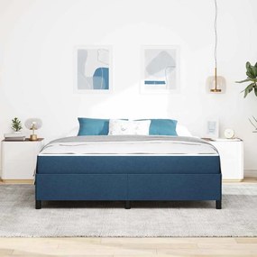 Boxrugós ágy Kék és Fekete 180 x 200 cm Textil és mérnöki fa