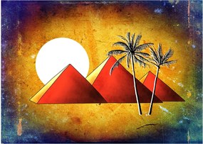 Festett egyiptomi piramisok képe (üvegen) (70x50 cm)