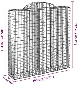 7 db íves horganyzott vas gabion kosár 200x50x200/220 cm