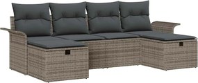 vidaXL Kerti Kanapé Szett párnával tárolóval 6 pcs Szürke Poli rattan