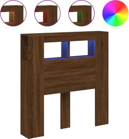 vidaXL barna tölgyszínű szerelt fa LED-es fejtámla 100x18,5x103,5 cm