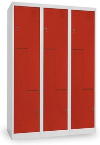 Fém szekrény Z, 3 szakasz, 120 x 50 x 180 cm, hengerzár, piros - ral 3000