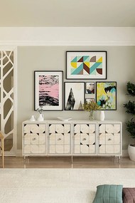 Moka 180 - White, Travertine, Silver