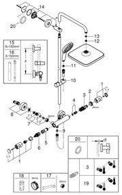 GROHE 26697001 - VITALIO COMFORT 250 zuhanyrendszer 250 × 250 mm fényes króm