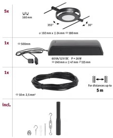 Paulmann 94418 - 5x LED 4,5W ROUNDMAC spotlámpa 230V fekete készlet