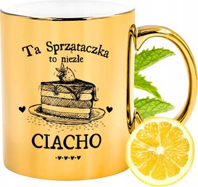 Prémium Arany Csillogó Bögre Takarítónőnek Ajándék Nyomtatott Fotóval