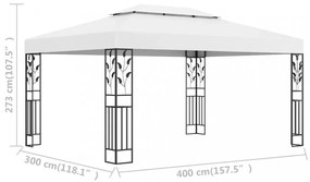 fehér dupla tetős pavilon 3 x 4 m