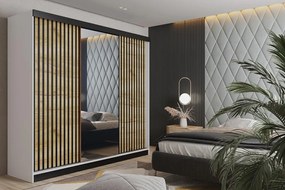 Malani 200 Tolóajtós Szekrény 200cm, Fehér-Arany Tölgy