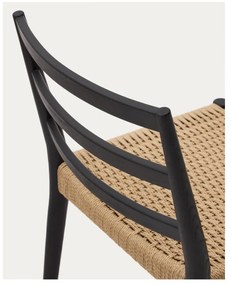 Fekete-natúr színű tölgyfa étkezőszék szett 2 db-os Analy – Kave Home