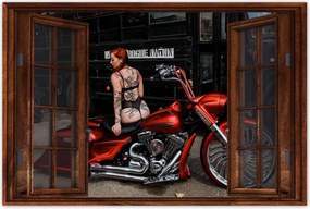 Poszterek 120x80 Hölgy a Harley-n