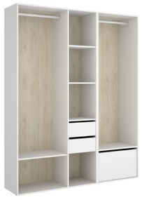 SUITA 3 nyitott szekrény, 158x205x45, fehér/természetes