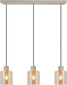Brilliant - Kábeles függeszték LYSKA 3xE27/20W/230V krémszínű/füstös bézs