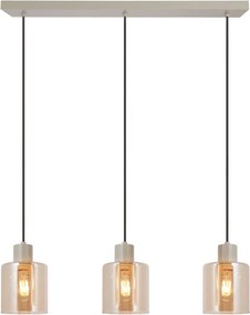 Brilliant - Kábeles függeszték LYSKA 3xE27/20W/230V krémszínű/füstös bézs