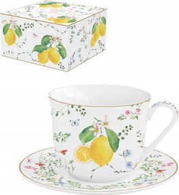 Nagy teáscsésze szimpla 370 ml olasz stílusú citrom csészealj ajándék