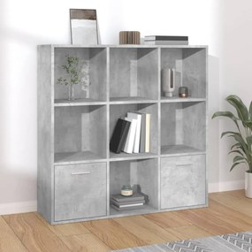 betonszürke szerelt fa könyvszekrény 98 x 30 x 98 cm