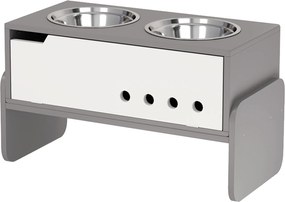 PawHut Magasított Kutya Etetőtál Magasságállítható Etetőtál Tároló VízTál 2 x 2000ml Rozsdamentes Acél Tálak Lassú Etetésű Tál Magasságállítható Etető