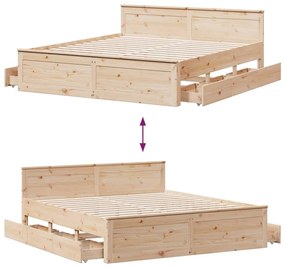 tömör fenyőfa ágy matrac nélkül fejtámlával 200 x 200 cm