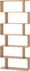 HOMCOM Modern Designú Fa Könyvespolc 6 Polccal, Természetes Fa 80 x 23 x 192 cm | Aosom