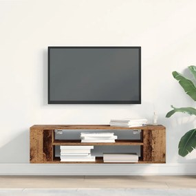 Fali TV Szekrény Régi Fa 100x30x26,5 cm Feltárt Fa
